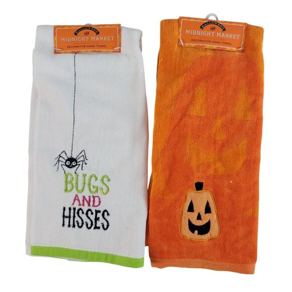 Kohl's Midnight Market Halloween Hand & Kitchen Towels Lot of 5 Towels NEW - Picture 5 of 11